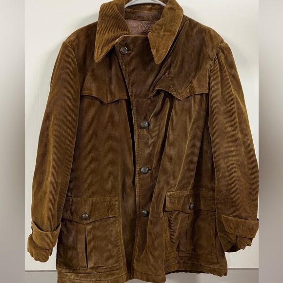VTG  Peters Sportswear All weather wear corduroy jacket w/buttons, brown size 40 - Picture 1 of 6